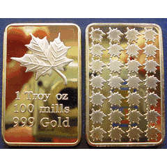 NEW 1 TROY oz 24ct GOLD LAYERED MAPLE BAR | 100 MILLS | RARE